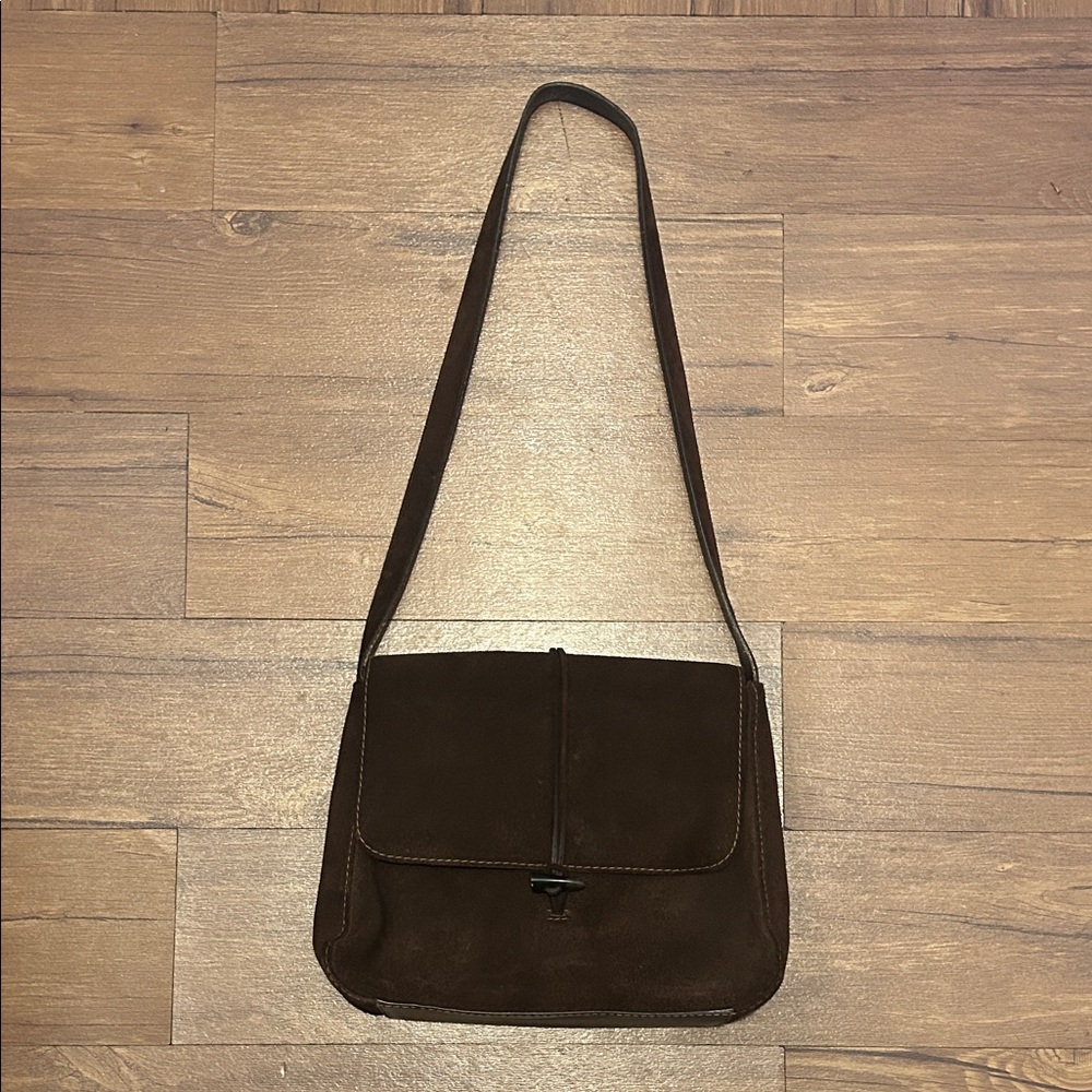 Ralph Lauren Dark Brown Suede Messenger Bag